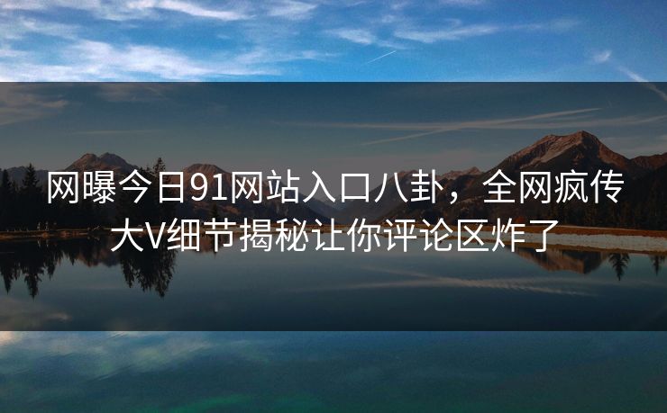 网曝今日91网站入口八卦,全网疯传大V细节揭秘让你评论区炸了