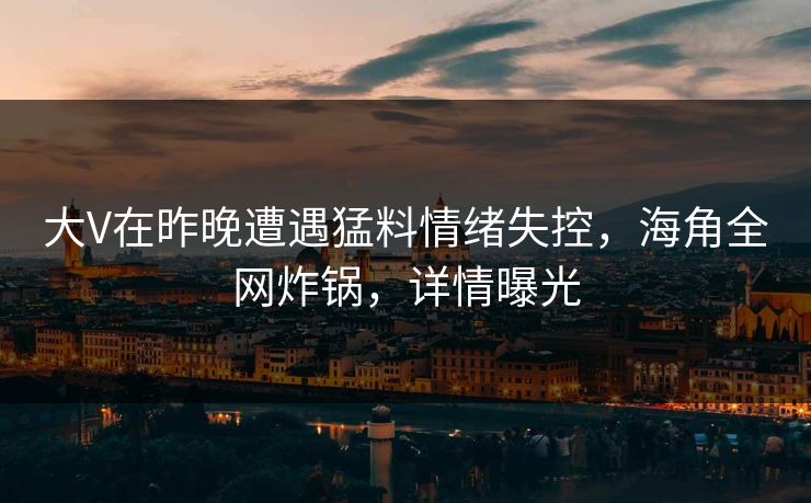 大V在昨晚遭遇猛料情绪失控，海角全网炸锅，详情曝光