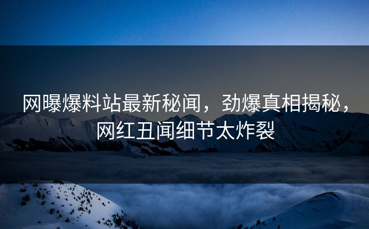 网曝爆料站最新秘闻，劲爆真相揭秘，网红丑闻细节太炸裂