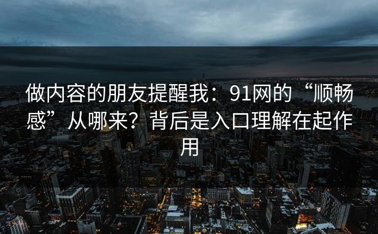 做内容的朋友提醒我：91网的“顺畅感”从哪来？背后是入口理解在起作用