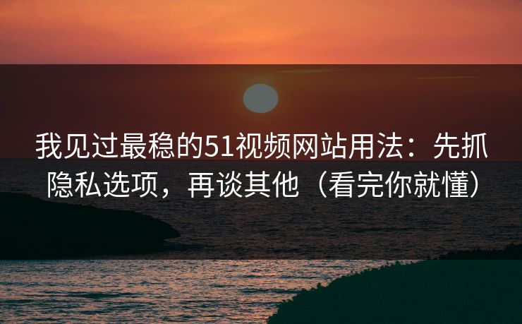 我见过最稳的51视频网站用法：先抓隐私选项，再谈其他（看完你就懂）