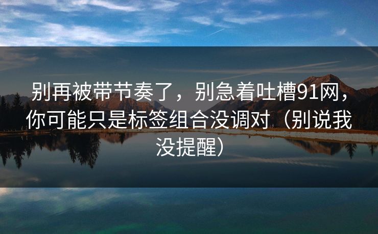 别再被带节奏了，别急着吐槽91网，你可能只是标签组合没调对（别说我没提醒）