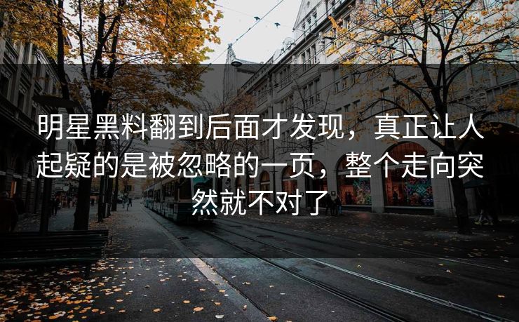 明星黑料翻到后面才发现，真正让人起疑的是被忽略的一页，整个走向突然就不对了